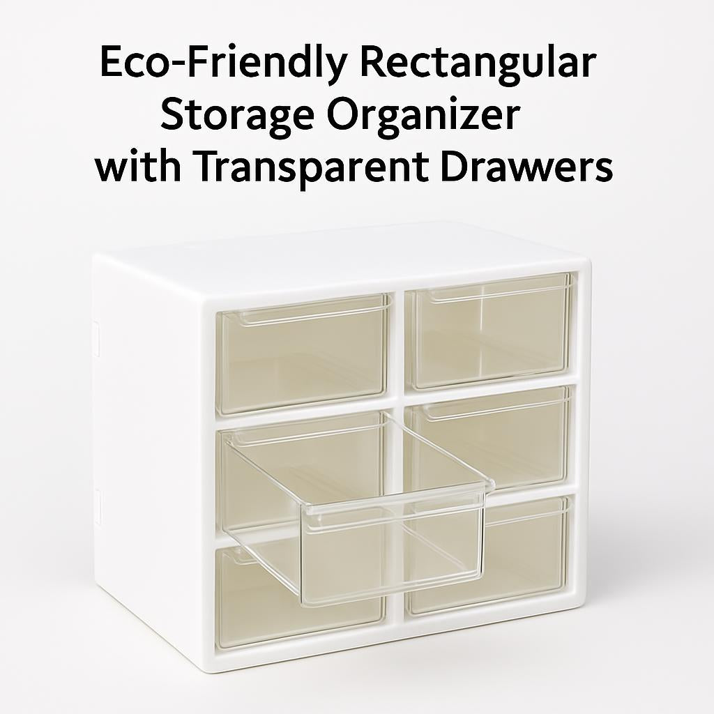 Eco-Friendly Rectangular Storage Organizer with Transparent Drawers