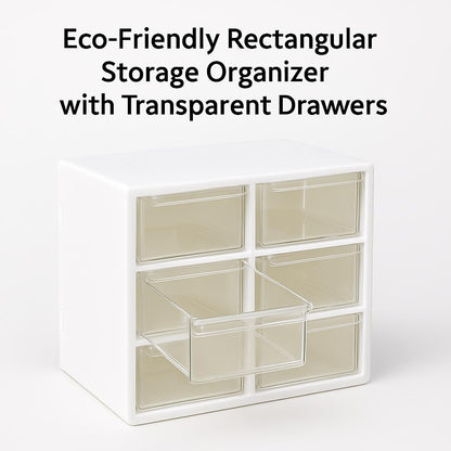 Eco-Friendly Rectangular Storage Organizer with Transparent Drawers