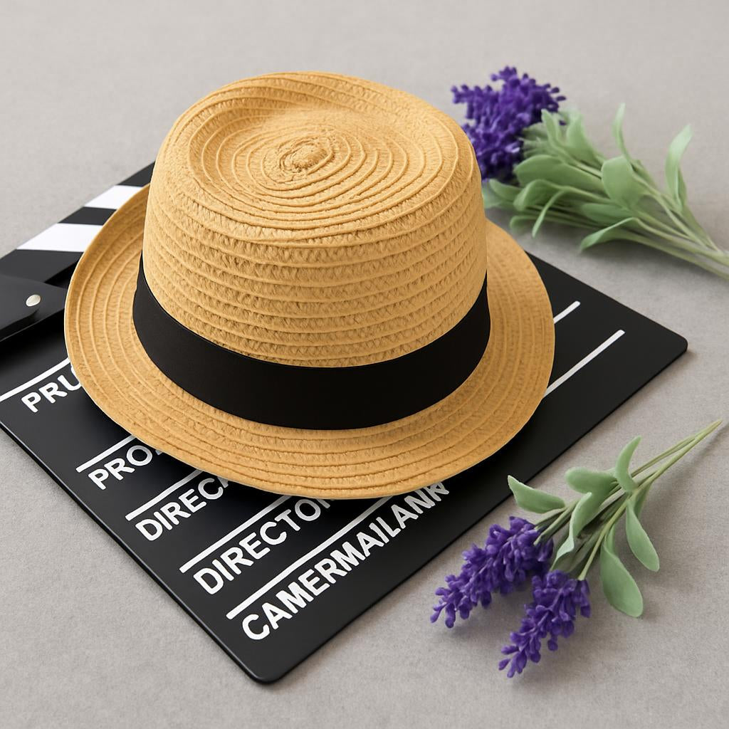 Eco-Friendly Straw Fedora Hat with Black Band