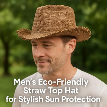 Men's Eco-Friendly Straw Top Hat for Stylish Sun Protection