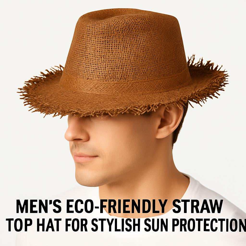 Men's Eco-Friendly Straw Top Hat for Stylish Sun Protection