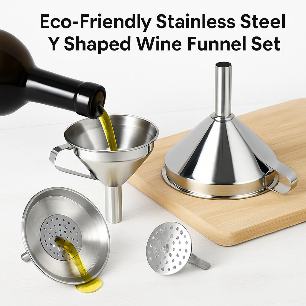 Stainless Steel Eco-Friendly Funnel Set for Kitchen & Household