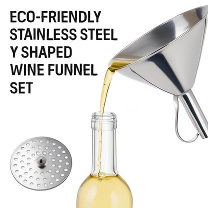 Eco-Friendly Stainless Steel Y Shaped Wine Funnel Set
