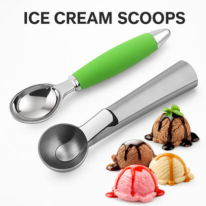 Eco-Friendly Stainless Steel Ice Cream Scoops with Ergonomic Handles