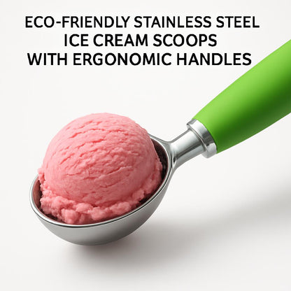 Eco-Friendly Stainless Steel Ice Cream Scoops with Ergonomic Handles
