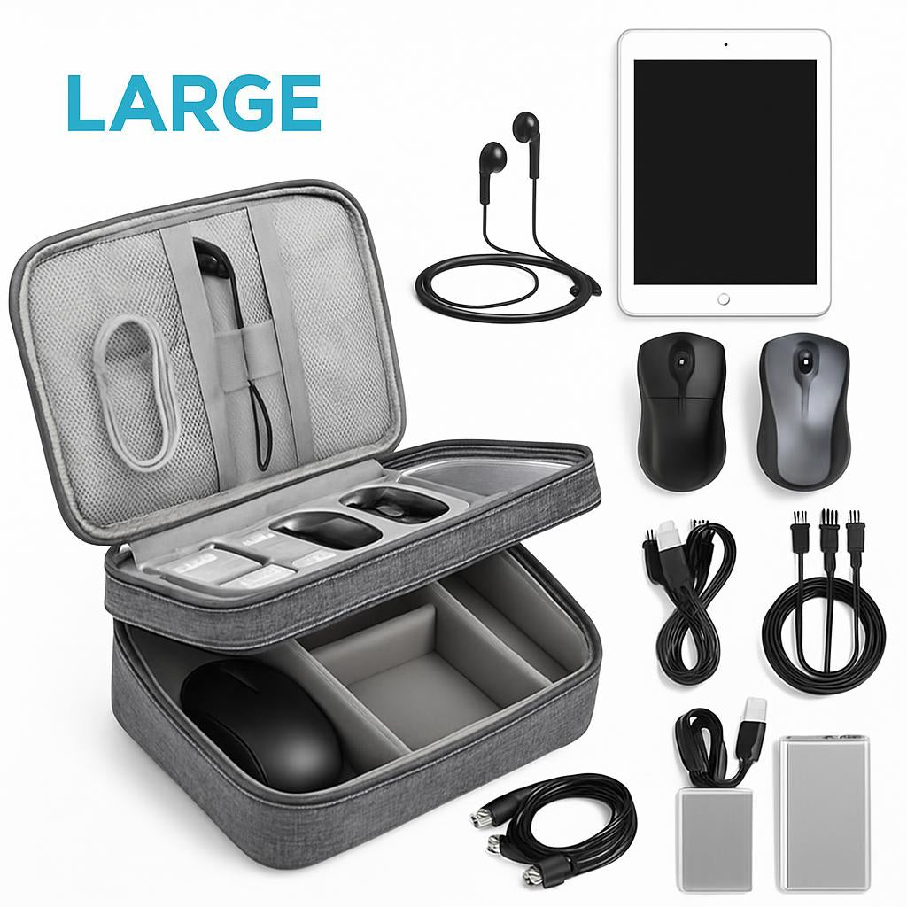 Eco-Friendly Gray Rectangular Cable Organizer Bag