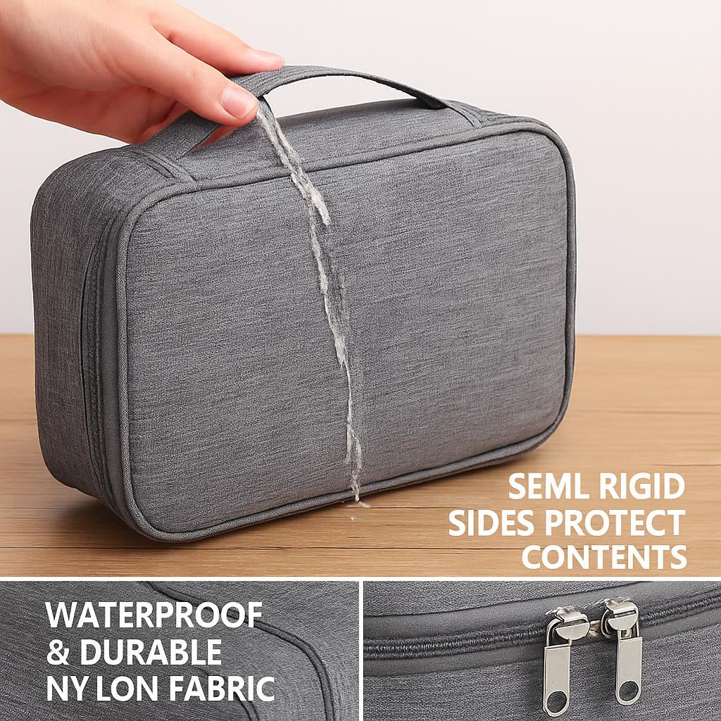 Eco-Friendly Gray Rectangular Cable Organizer Bag