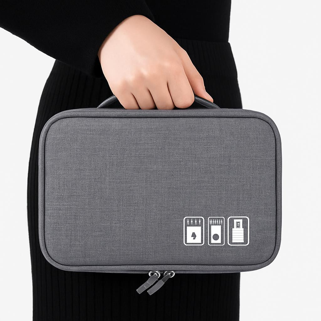 Eco-Friendly Gray Rectangular Cable Organizer Bag