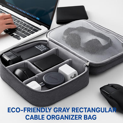 Eco-Friendly Gray Rectangular Cable Organizer Bag