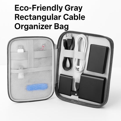 Eco-Friendly Gray Rectangular Cable Organizer Bag