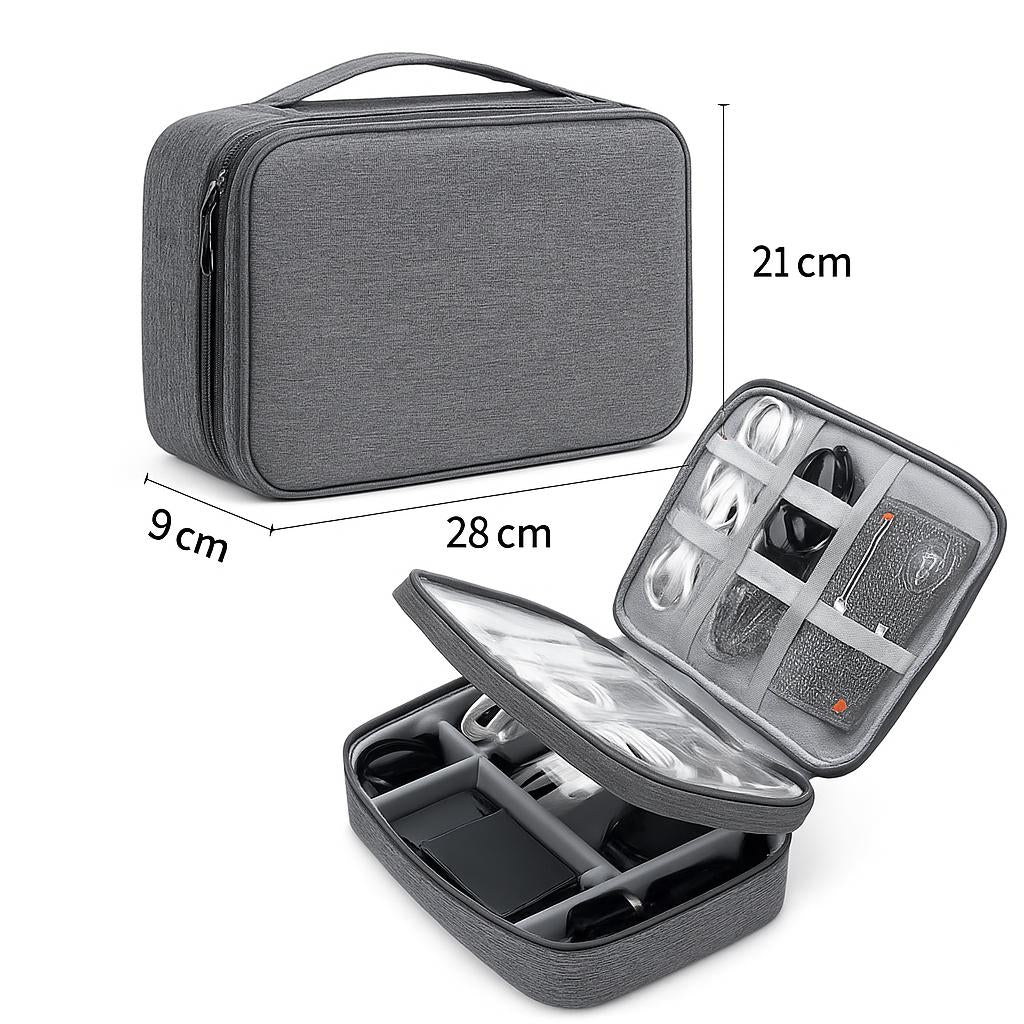 Eco-Friendly Gray Rectangular Cable Organizer Bag