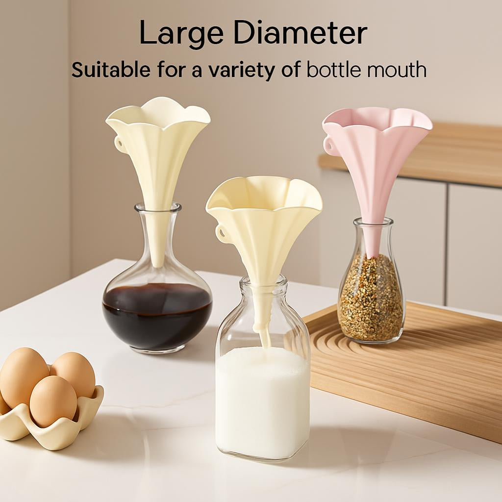 Collapsible Flower-Shaped Silicone Kitchen Funnel - Eco-Friendly & Space-Saving