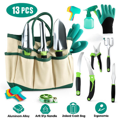Eco-Friendly Gardening Tool Set with Durable Aluminum Tools and Reusable Bag