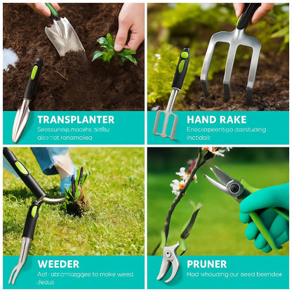 Eco-Friendly Gardening Tool Set with Durable Aluminum Tools and Reusable Bag