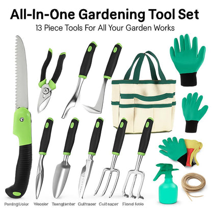 Eco-Friendly Gardening Tool Set with Durable Aluminum Tools and Reusable Bag