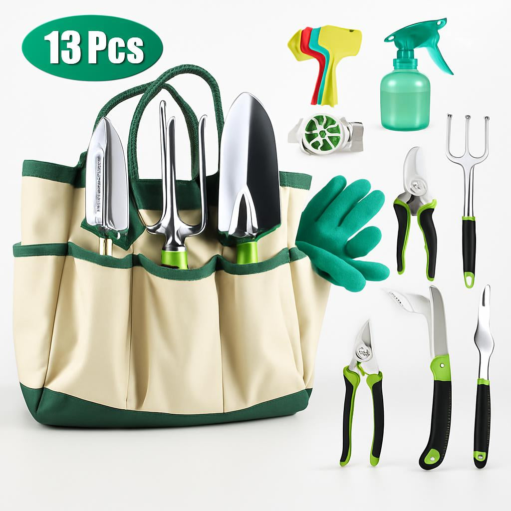 Eco-Friendly Gardening Tool Set with Durable Aluminum Tools and Reusable Bag