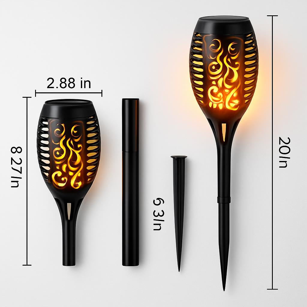 Solar-Powered Outdoor Torch Light with Decorative Cutouts