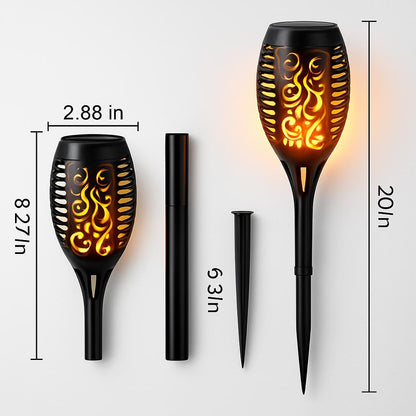 Solar-Powered Outdoor Torch Light with Decorative Cutouts