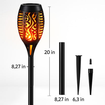 Solar-Powered Outdoor Torch Light with Decorative Cutouts