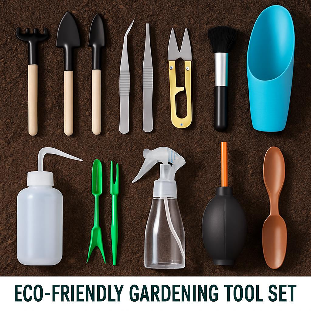 Eco-Friendly Gardening Tool Set with Mini Rake, Spades, and Pruning Shears