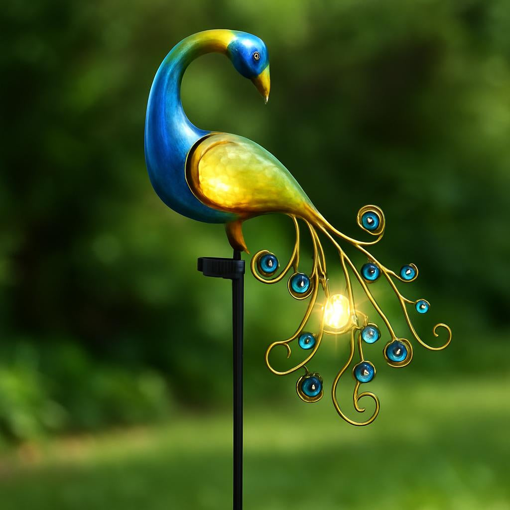 Solar-Powered Peacock Garden Light - Eco-Friendly Outdoor Décor
