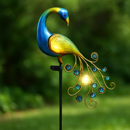 Solar-Powered Peacock Garden Light - Eco-Friendly Outdoor Décor