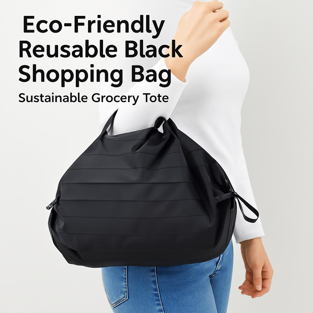 Eco-Friendly Reusable Black Shopping Bag