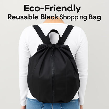Eco-Friendly Reusable Black Shopping Bag - Sustainable Grocery Tote