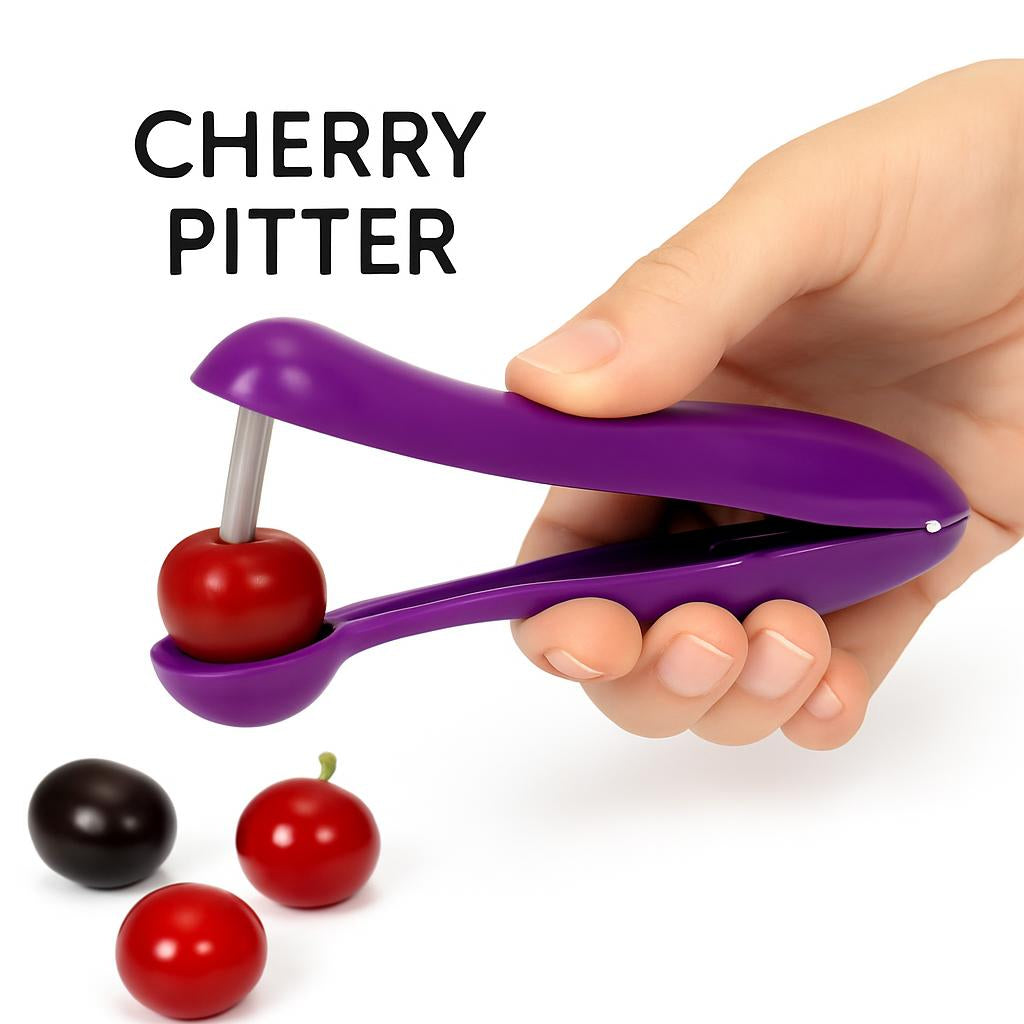 Purple Ergonomic Cherry Pitter - Eco-Friendly Kitchen Tool