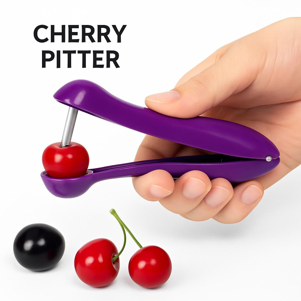 Purple Ergonomic Cherry Pitter - Eco-Friendly Kitchen Tool