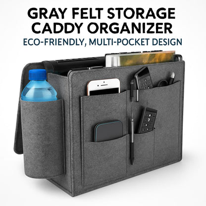 Gray Felt Storage Caddy Organizer - Eco-Friendly, Multi-Pocket Design