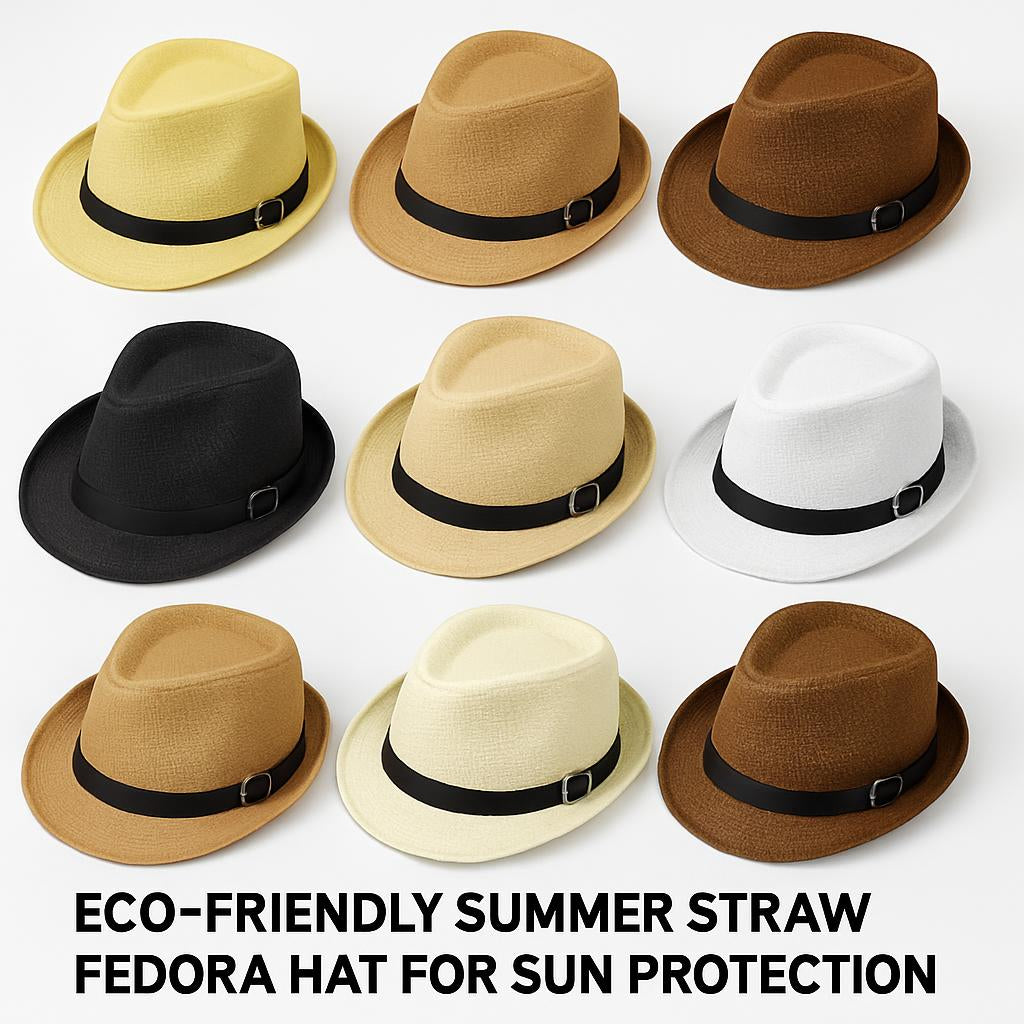 Eco-Friendly Classic Fedora Hat in Natural Colors