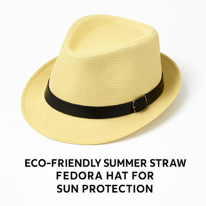 Eco-Friendly Summer Straw Fedora Hat for Sun Protection