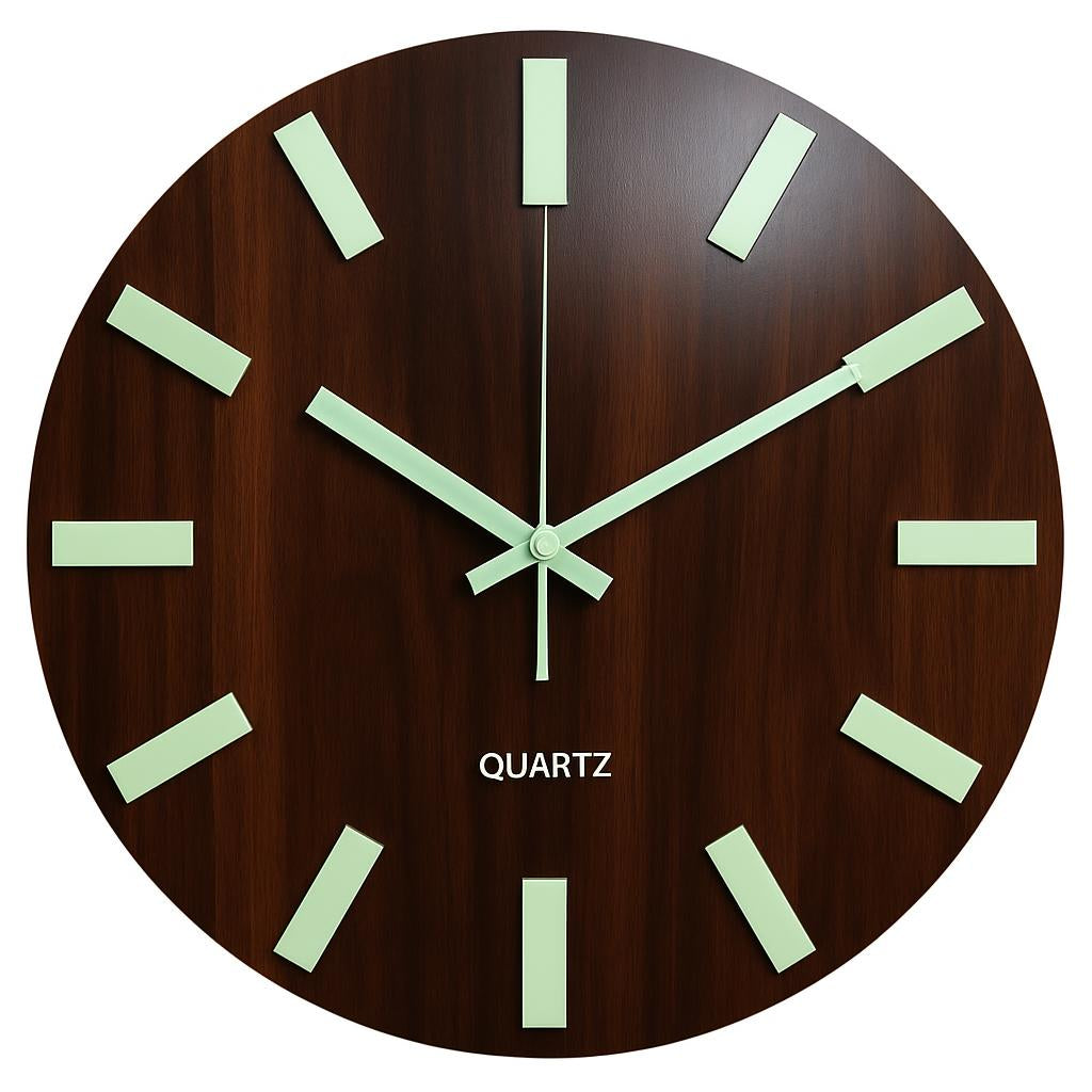 Glow in the Dark Wooden Wall Clock - Eco-Friendly Home Decor