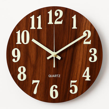 Glow in the Dark Wooden Wall Clock - Eco-Friendly Home Decor
