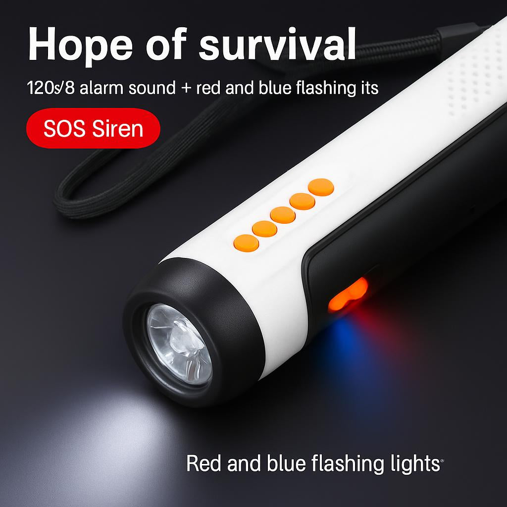 Multifunction Hand Crank Flashlight with Radio and Siren