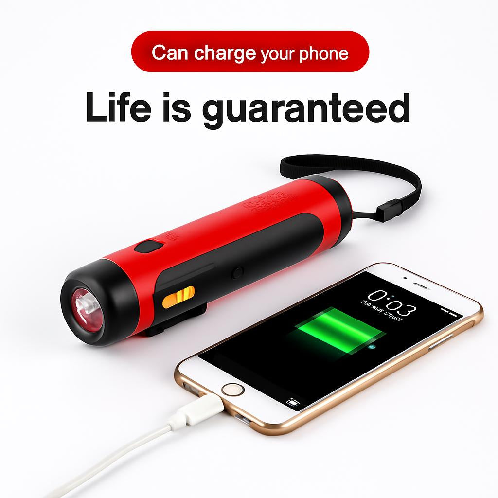 Multifunction Hand Crank Flashlight with Radio and Siren