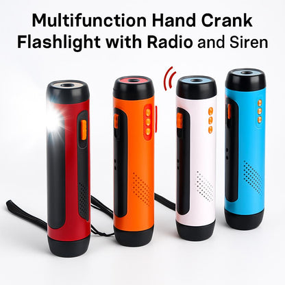 Multifunction Hand Crank Flashlight with Radio and Siren