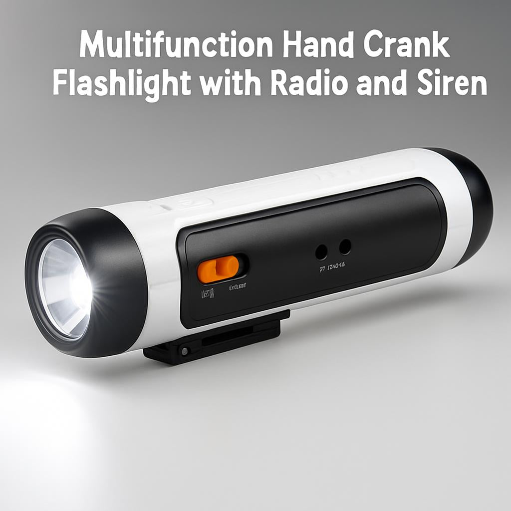 Multifunction Hand Crank Flashlight with Radio and Siren