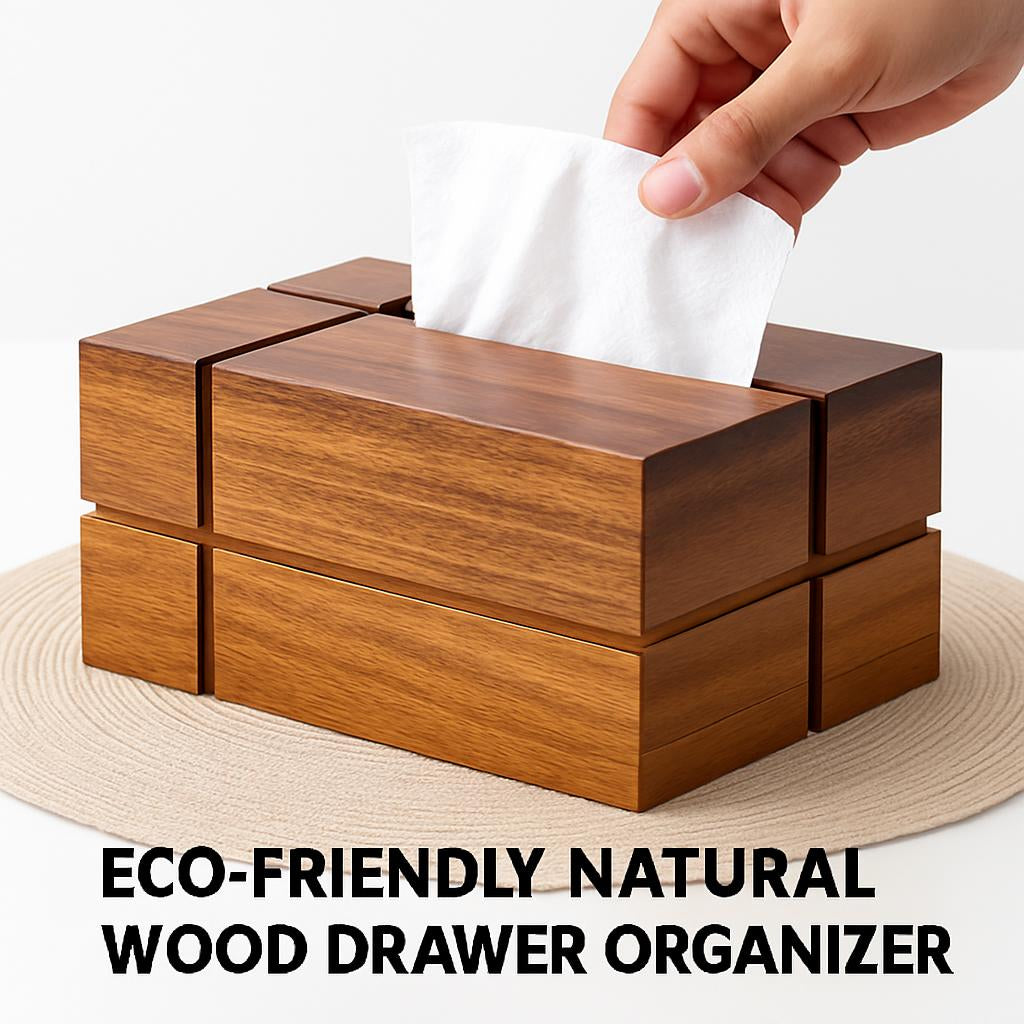 Natural Wood Tissue Box Cover - Eco-Friendly Home Accessory