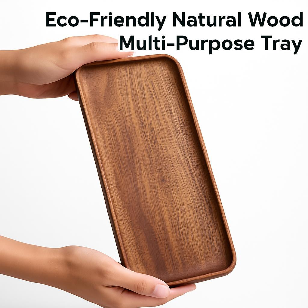 Eco-Friendly Natural Wood Tray with Rounded Edges