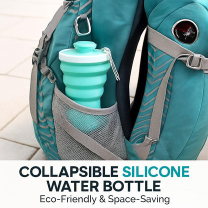 Light Blue Collapsible Silicone Water Bottle - Eco-Friendly & Space-Saving