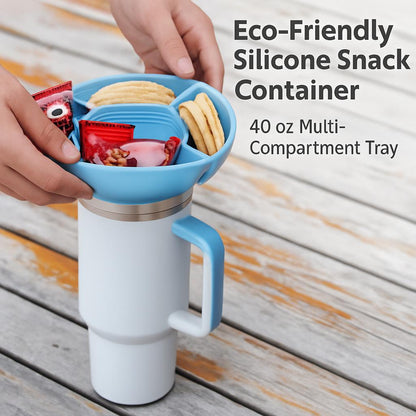 Eco-Friendly Silicone Snack Container - 40 oz Multi-Compartment Tray