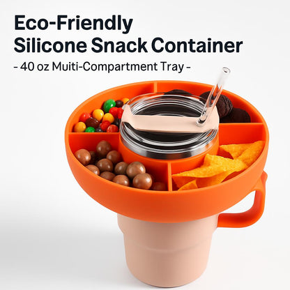 Eco-Friendly Silicone Snack Container - 40 oz Multi-Compartment Tray
