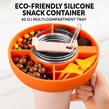 Eco-Friendly Silicone Snack Container - 40 oz Multi-Compartment Tray