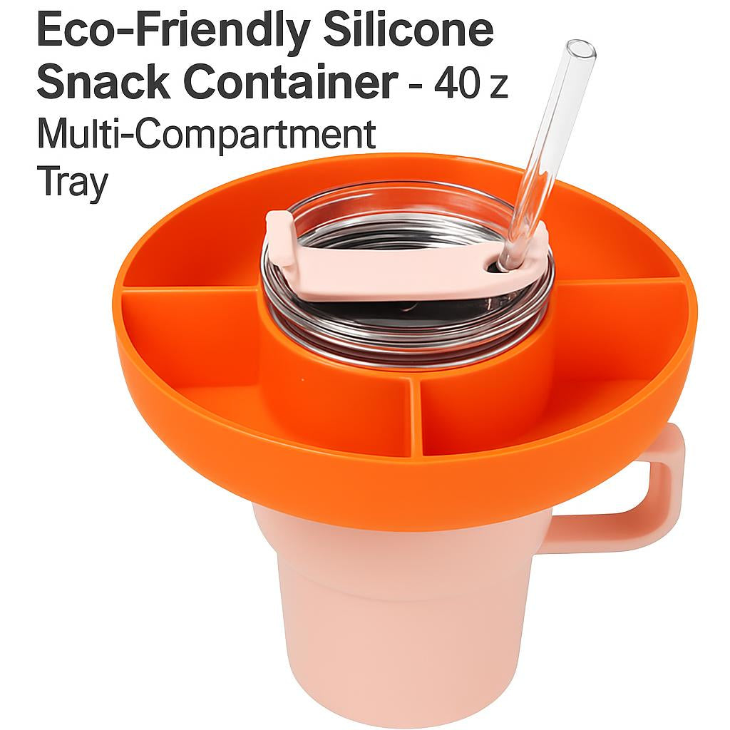 Eco-Friendly Silicone Snack Container - 40 oz Multi-Compartment Tray