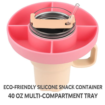 Eco-Friendly Silicone Snack Container - 40 oz Multi-Compartment Tray