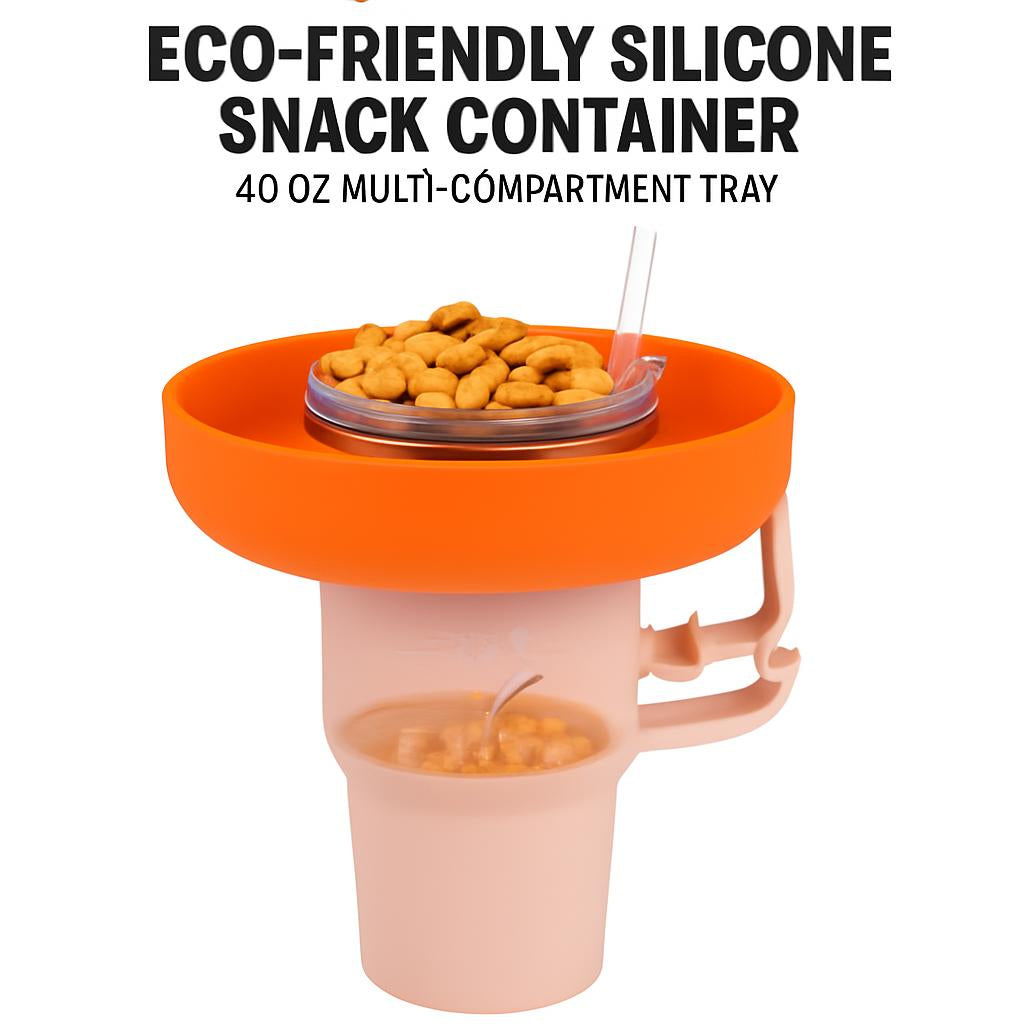 Eco-Friendly Silicone Snack Container - 40 oz Multi-Compartment Tray