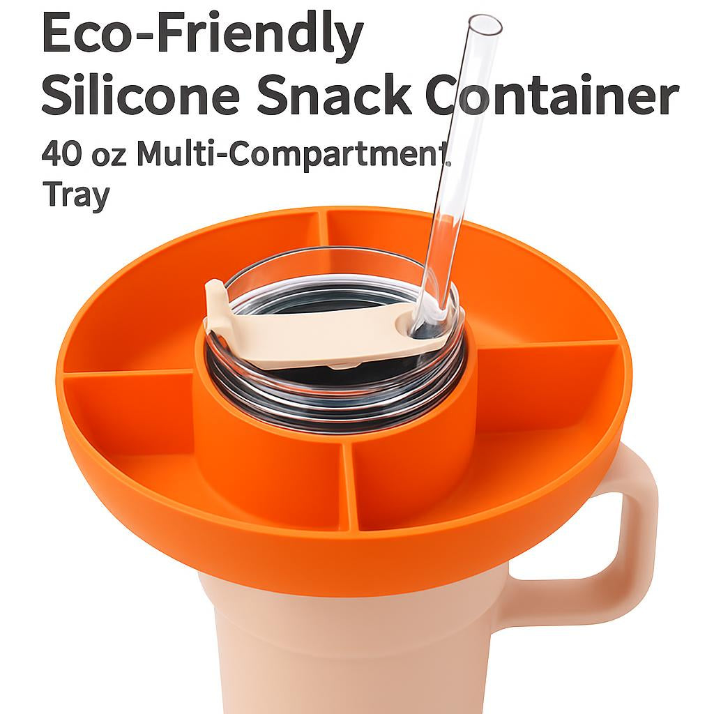 Eco-Friendly Silicone Snack Container - 40 oz Multi-Compartment Tray
