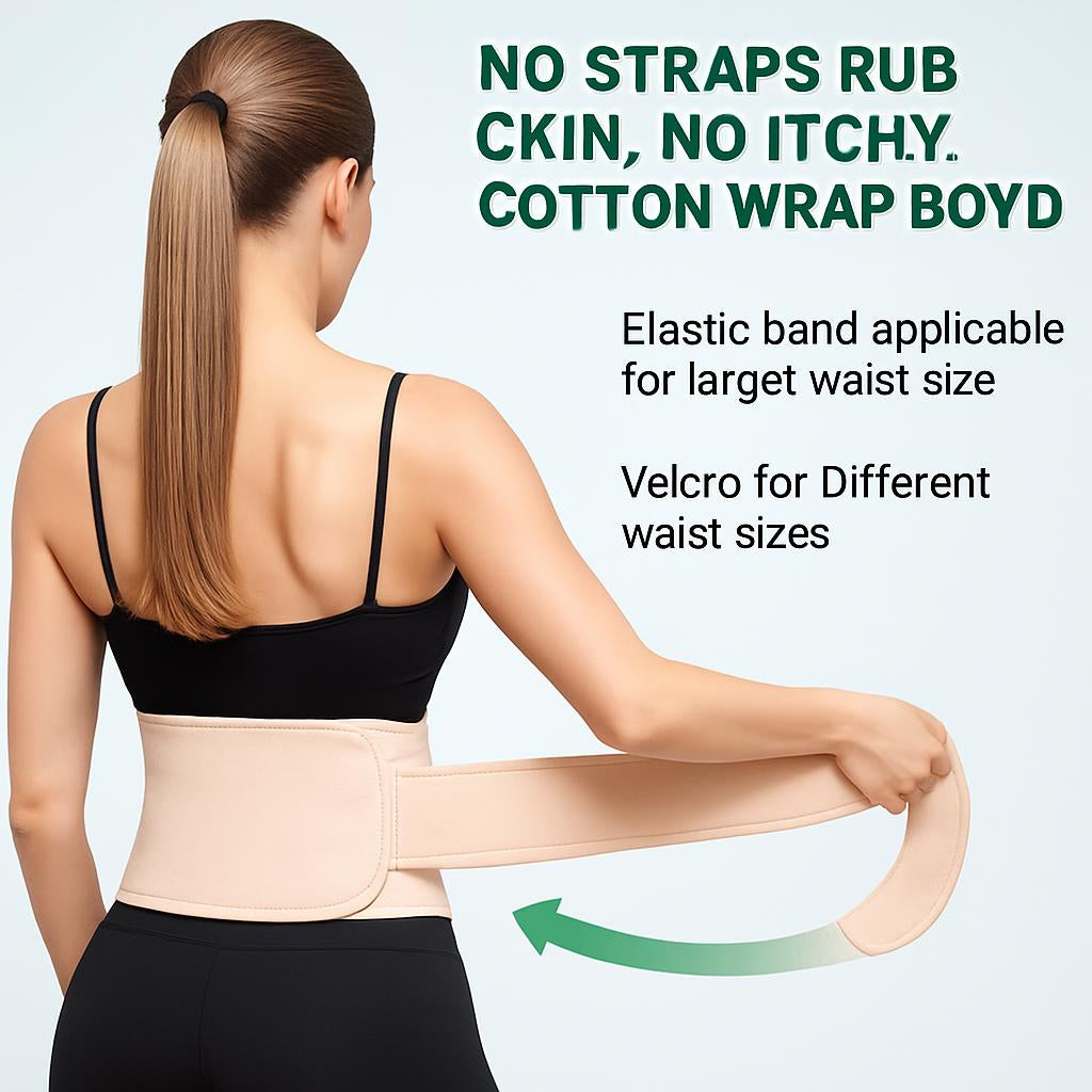 Beige Cotton Waist Wrap with Velcro Closure